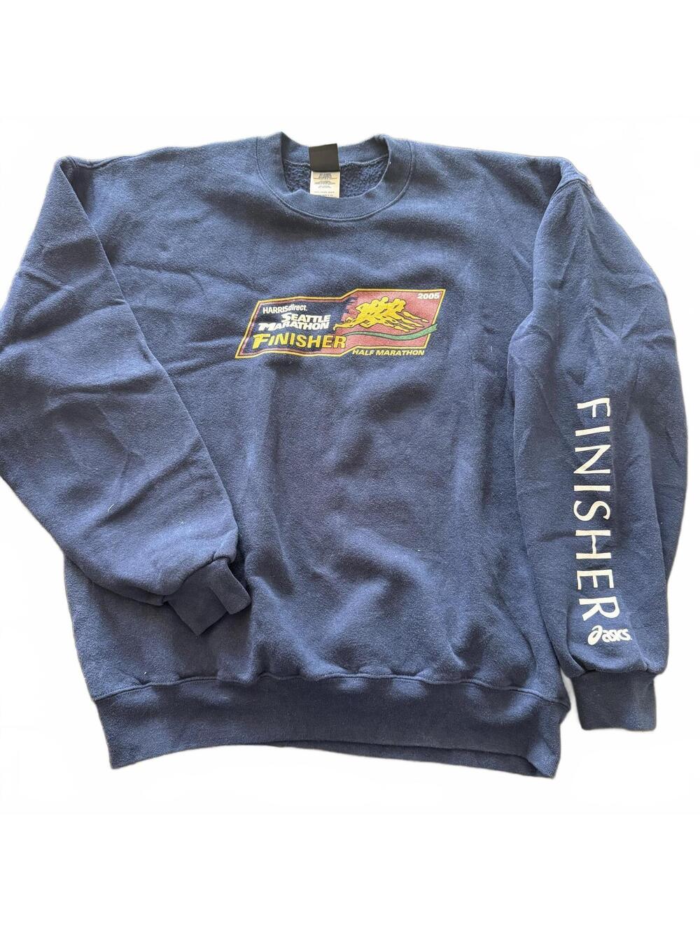 ASICS Seattle Marathon 2005 Finisher Crewneck Sweatshirt XL Navy Running